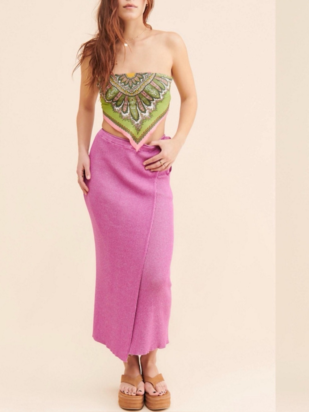 Free People Borderline Midi Skirt Size Medium - Picture 2 of 10